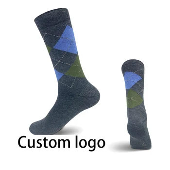 Hot Selling Manufacturer Wholesale Custom Logo Crew Business Black Blue Socks 100% Cotton Socks For Men