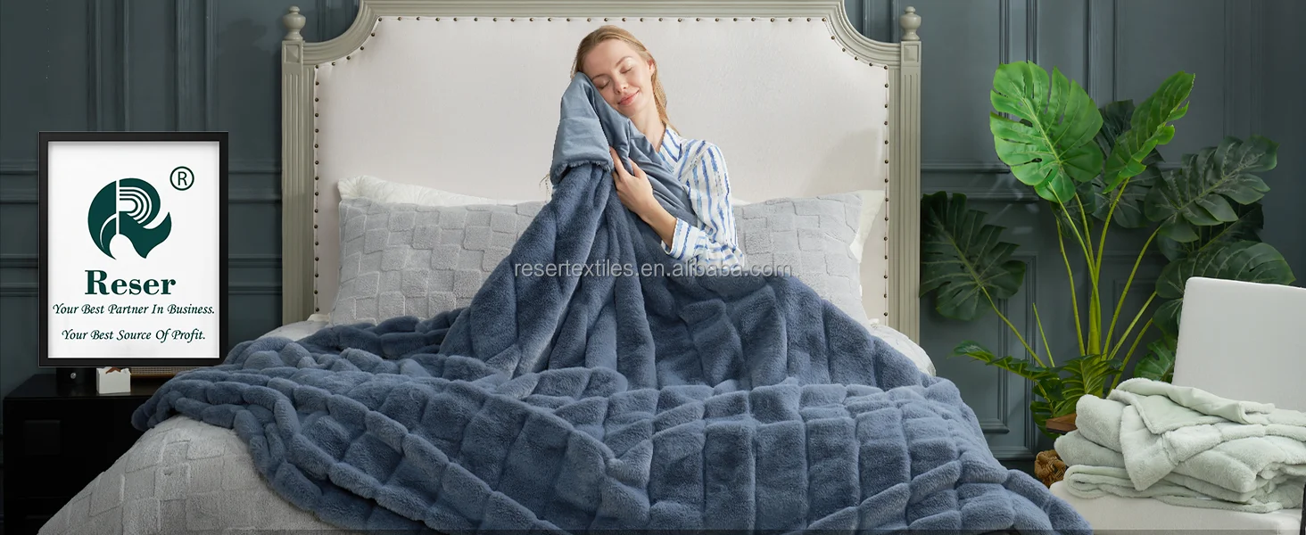 Ultra Soft Faux Rabbit Fur Winter Throw Blanket Cozy Fuzzy Plush Warm Eco-friendly Country Style Decor Gifts Luxury Thick Fluffy