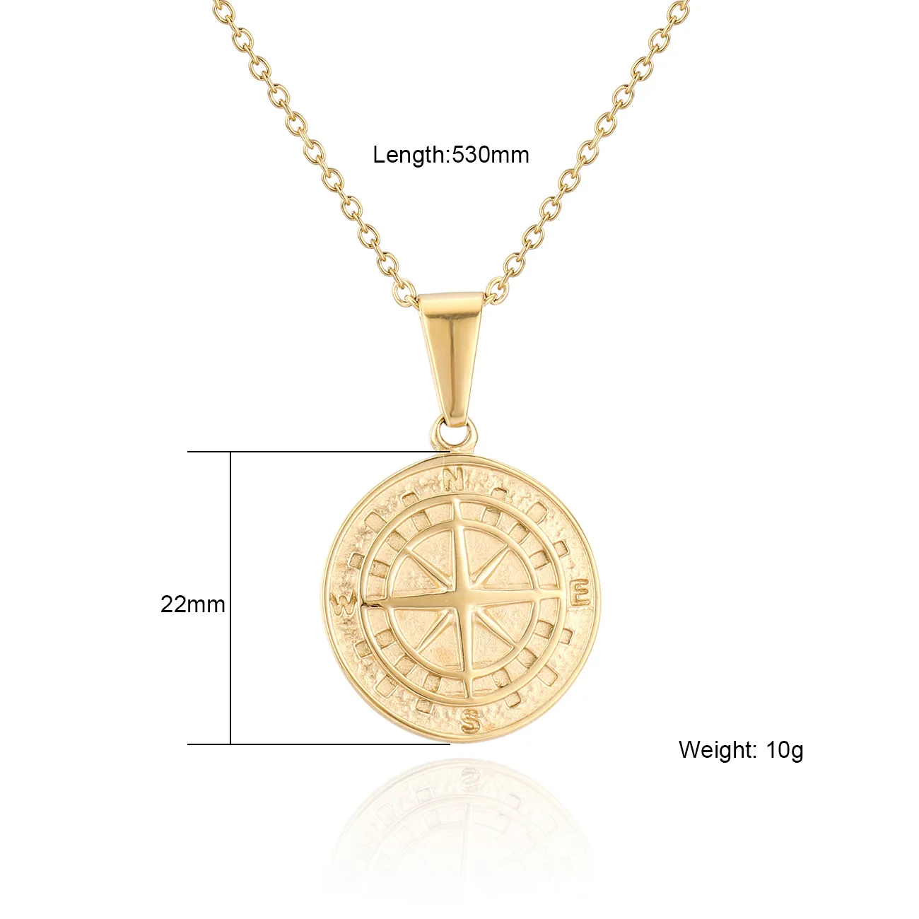Wholesale Dropshipping Stainless Steel Gold Plated Fashion Jewelry Designer Compass Pendant Necklace For Mens