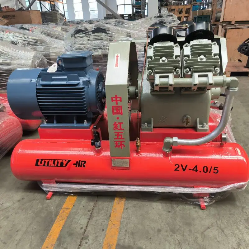 New 380V Diesel Piston Portable Air Compressor 2V4.0/5 5bar Lubricated Mining Small Compressor Core Bearing Gear Manufacturer