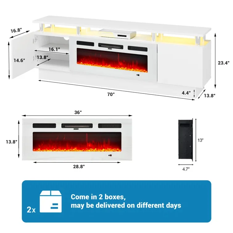 Electric Fireplace, 70'', 80'' - detail 18