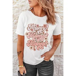 Dear-Lover Mothers Day Gift 2023 Short Sleeve Mama Flower Leopard Printed T Shirt