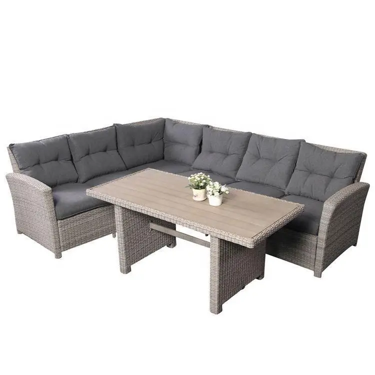 product synthetic durable pe outdoor 3 piece patio corner set lounge sofa rattan garden furniture sofa set-4
