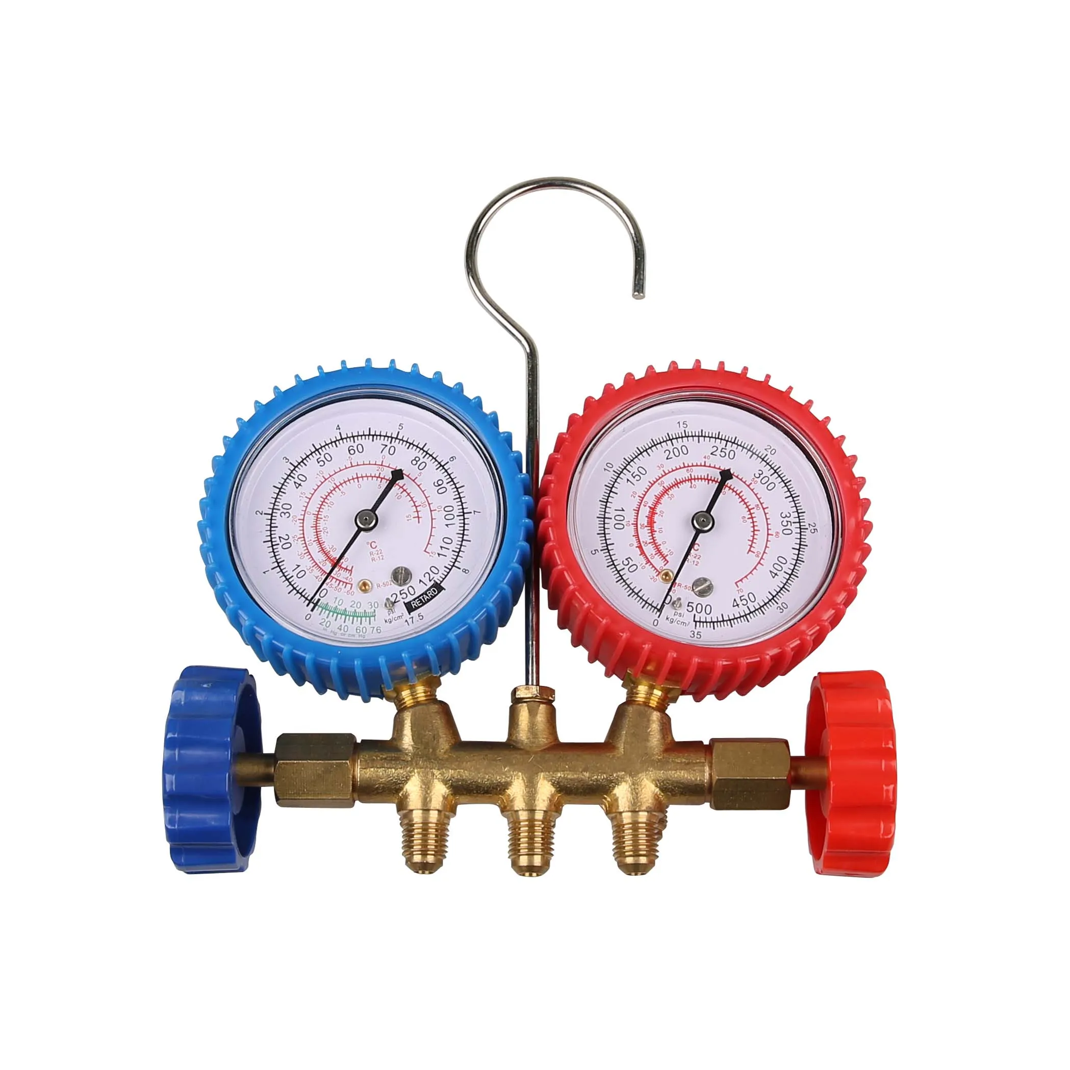 Auto Air Conditioning R134a Manifold Gauge with charging hoses and quick couplers supplier