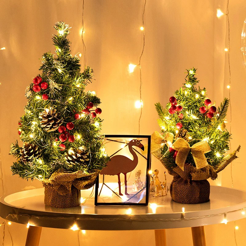 Custom 45cm Flocked Snow Artificial Christmas Tree Creative Personality Tabletop Decoration for Gift supplier