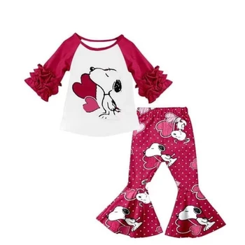 Children baby clothes set valentine's day red set manufacturers direct wholesale boutique girls two sets
