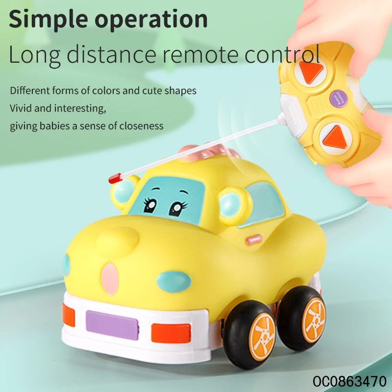 Baby kids rc car cartoon car hobby remote control with light music