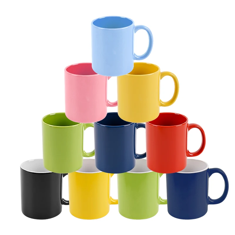 Custom Color Change 11oz 350ml Ceramic Tumblers Cups  3A Grade Colorful Ceramic Coffee Mug for Party