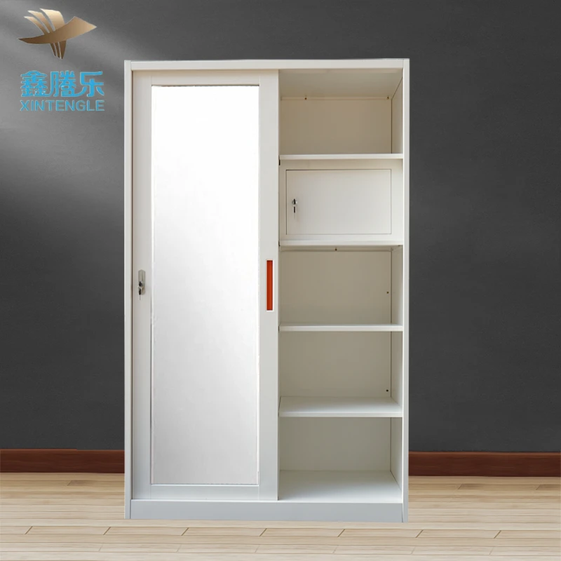 Factory Direct Simple Design Bedroom Furniture Cheap Sliding Door Storage Wardrobe Closet with Double Doors