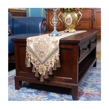 Very beautiful European style luxury Nordic yarn-dyed jacquard polyester lace table runner ideal for family hotel banquets
