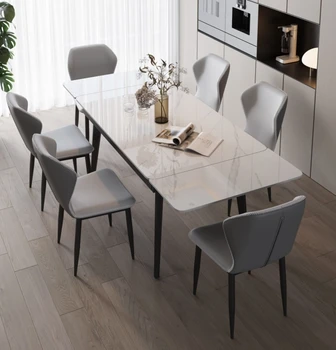 New Arrival Modern Minimalist Style Artist  Slate Dining Table Extendable Dining Room Space Saving Dining Table And Chair Set