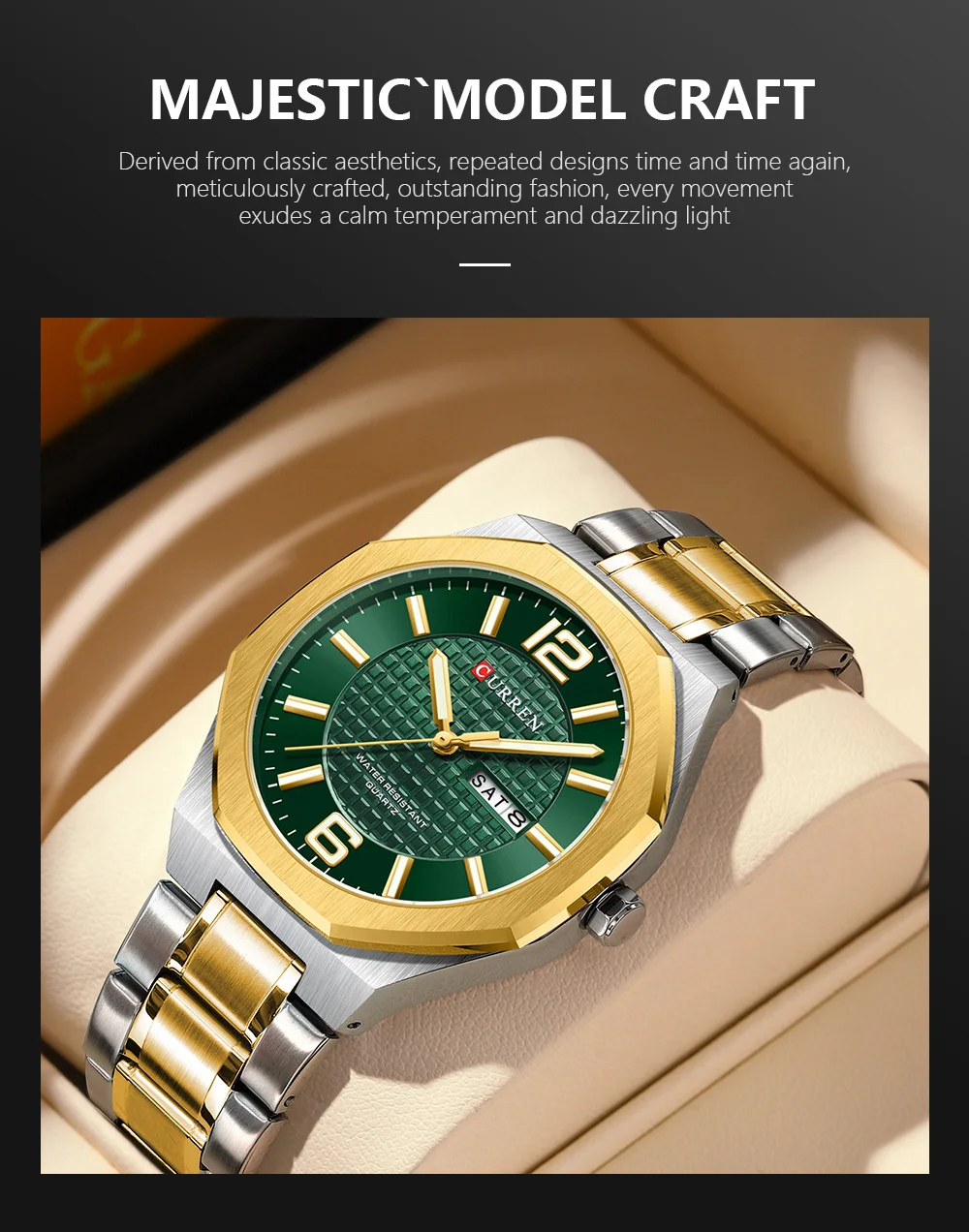 Curren 8476 Men's Watch Waterproof Quartz Steel Band Watch Business Casual Luminous Wristwatch