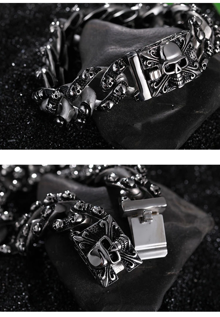 Carline New Bracelet Men Waterproof Fine Fashion Skull Ghost Headsilver