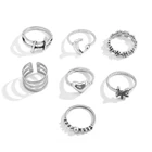 Rings Flower Bohemian Knuckle Stackable Rings Set For Women Hollow Heart Star Moon Daisy Flower Silver Rings