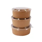 Bowl Factory Direct Round Degradable Fast Food Packaging Disposable Kraft Paper Food Paper Bowl With Lid