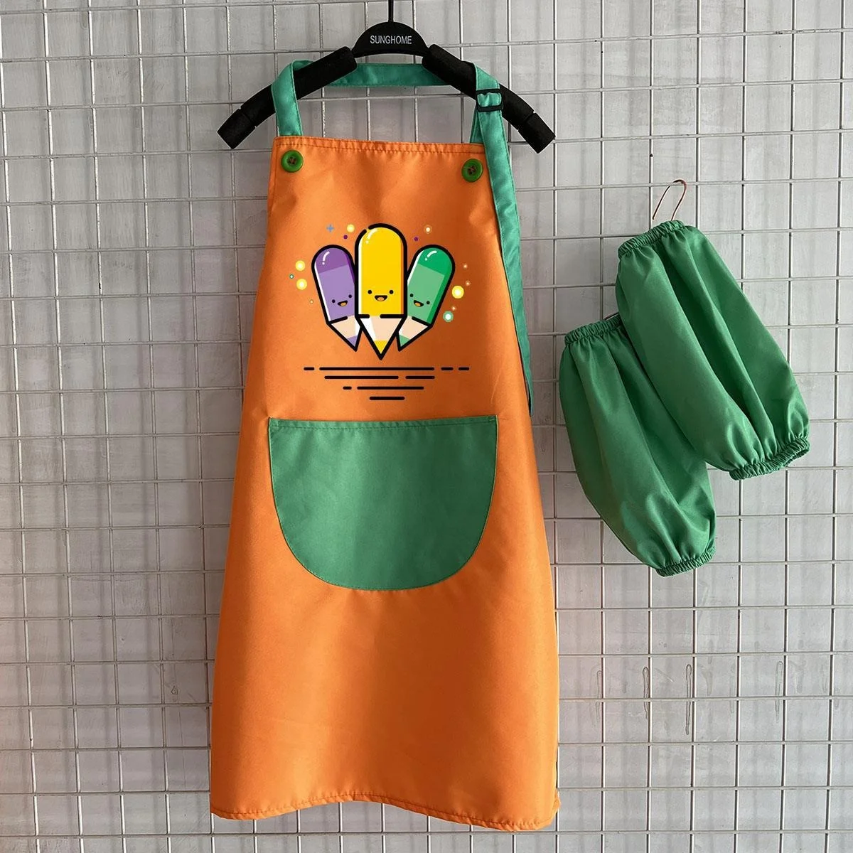 Waterproof Kids polyester child Aprons custom logo With Sleeve Custom Design Painting Kids polyester kids paint apron