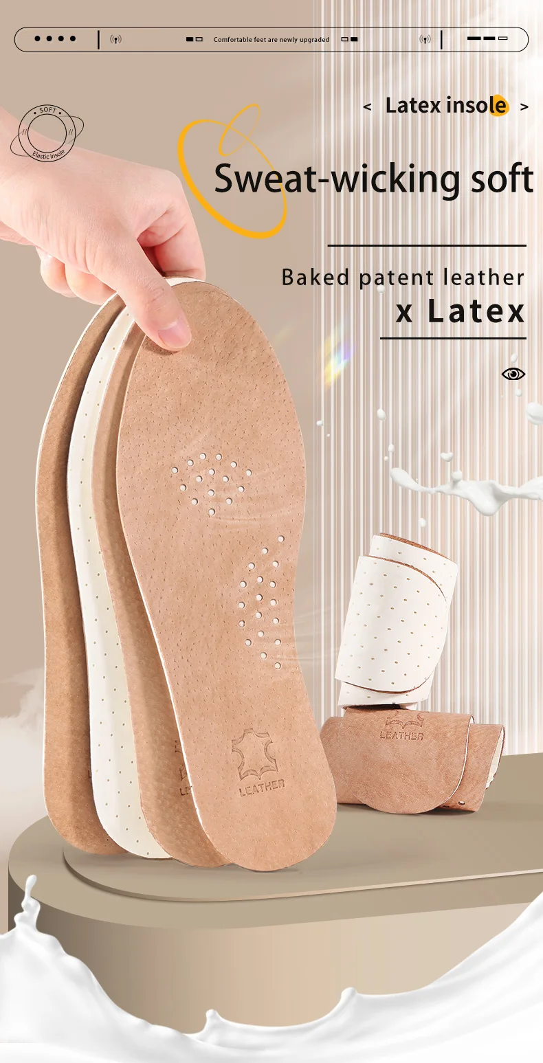 Wholesale Sports & Comfort Latex Leather Insoles With Ventilating Holes Wear-Resistant Shock-Absorbing Light Elastic MOQ 1 Pair Wholesale Sports & Comfort Latex Leather Insoles With Ventilating Holes Wear-Resistant Shock-Absorbing Light Elastic MOQ 1 Pair
