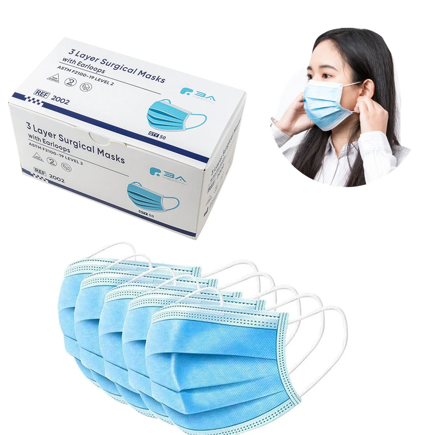 Aisence 30 Pieces 3-Layer Disposable Face Ma-sk Adult Anti-fog Haze Dustproof Non-Woven Fabrics Ma-sk