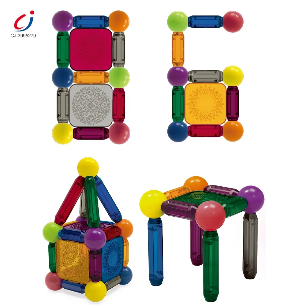 Chengji trend color window magnetic ball building sticks blocks toys educational magnetic toy set building block toy with light