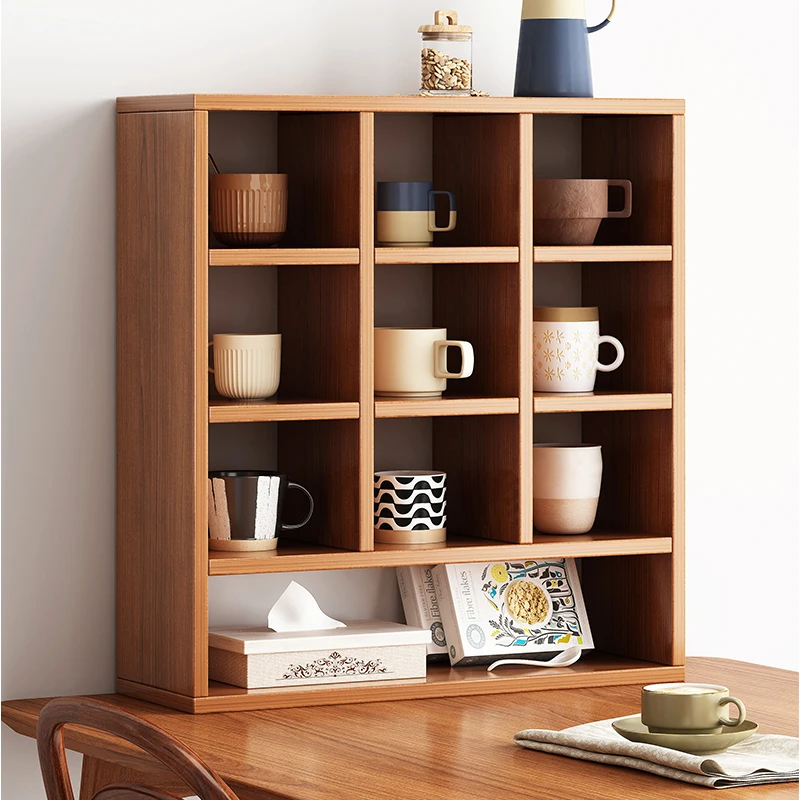 New Wood desktop standing Wall Mounted Coffee Mug Rack cup storage cabinet Organizer Display Storage Shelf