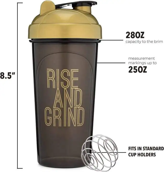 Wholesale  BPA Free Plastic Sport Gym Blender Water Bottle Protein Powder Shaker with Mixer Ball Vulcanus