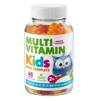 Gluten Free Kids Multi Vitamin Gummies Candy for Children Immune Support with Vitamins A,C,D,E,B6,B12,Iodine,Zinc