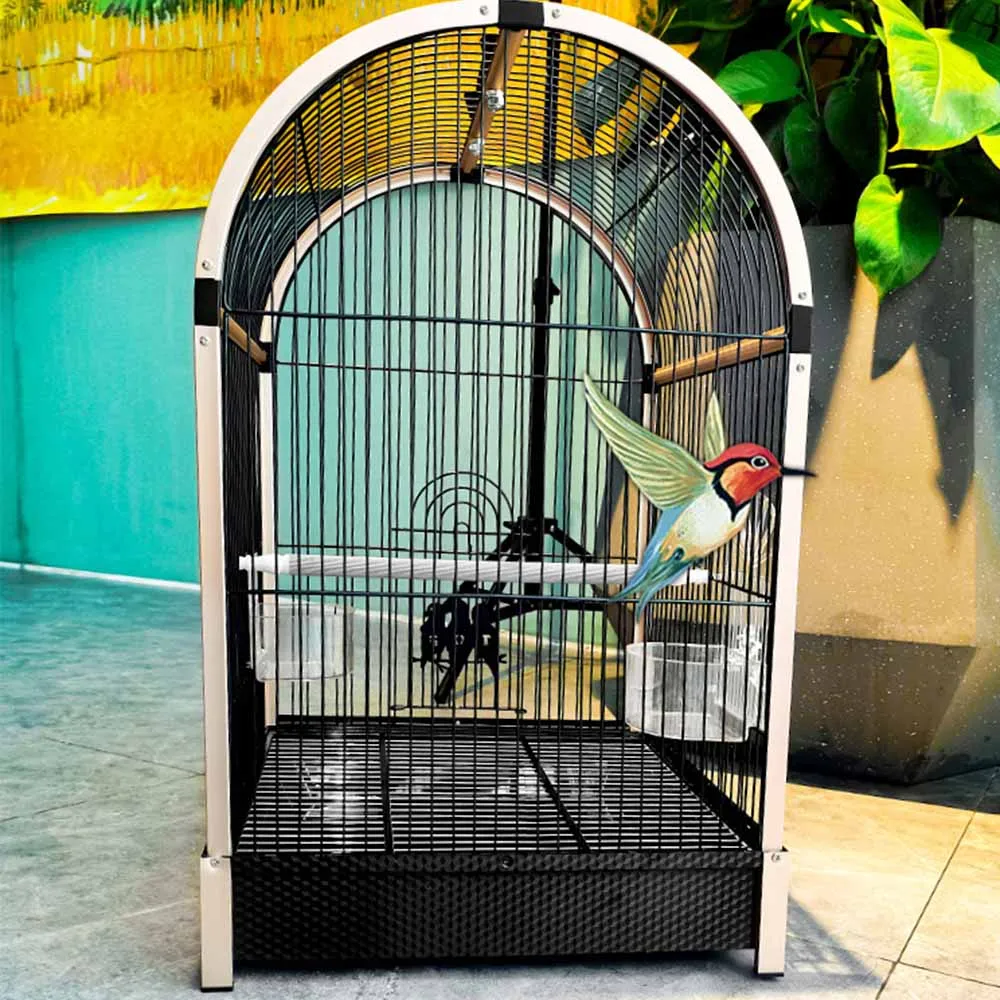 Aluminium alloy bird cage in black gold colour