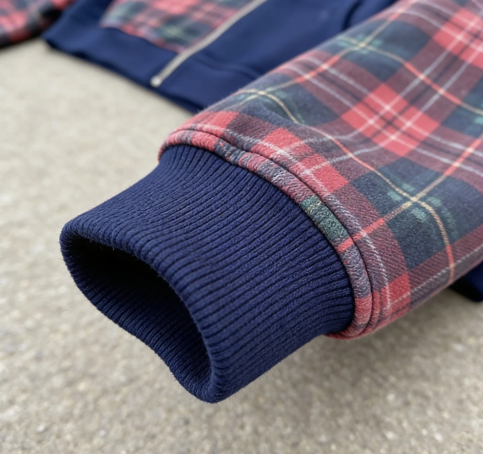 Custom Logo 100% Cotton Patchwork Color Block Zip up Check Plaid Cropped Acid Washing Sun Faded Zip up Hoodie for Men manufacture