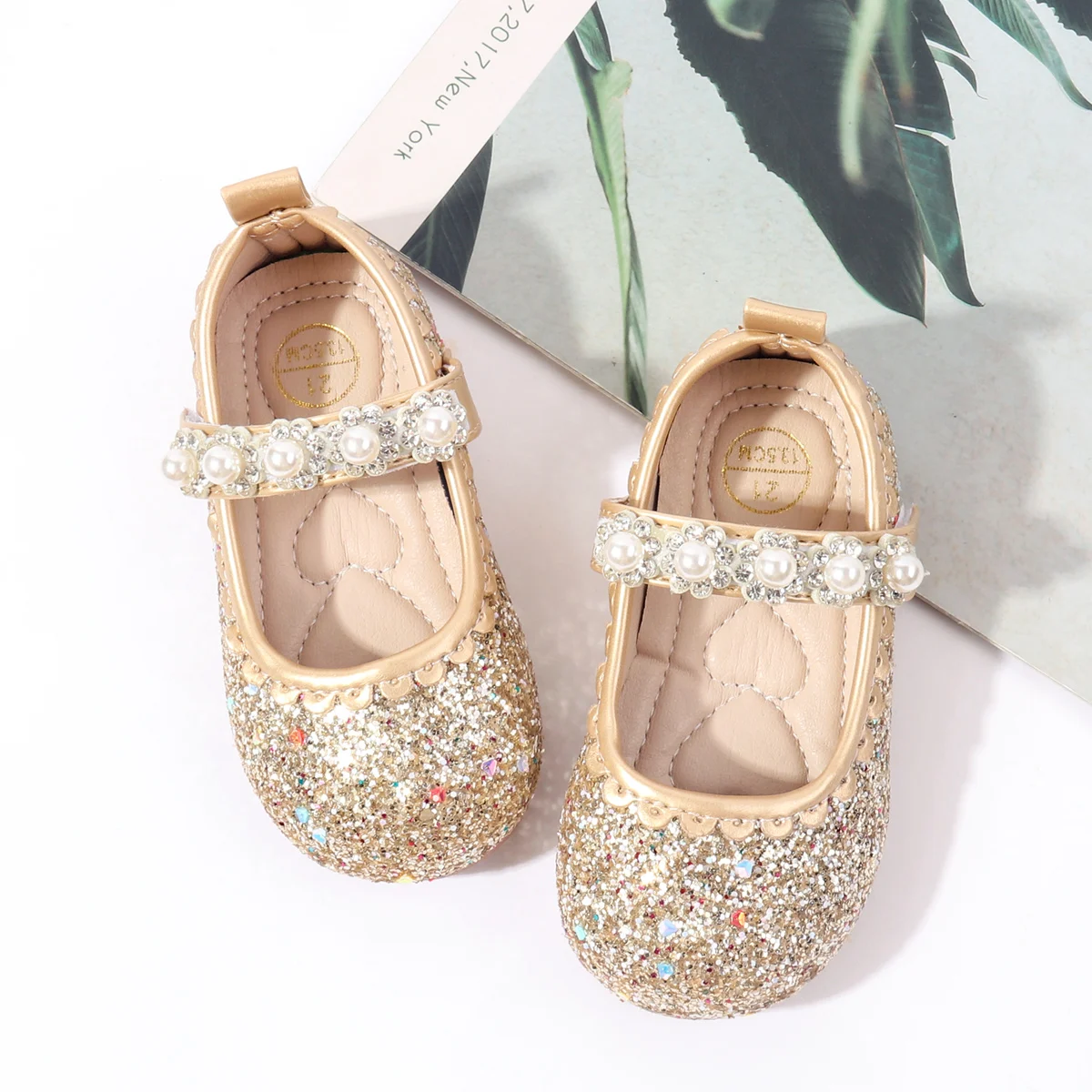 Spring Autumn Bling Glitter Material Princess Toddler Baby Girl Shoes manufacture