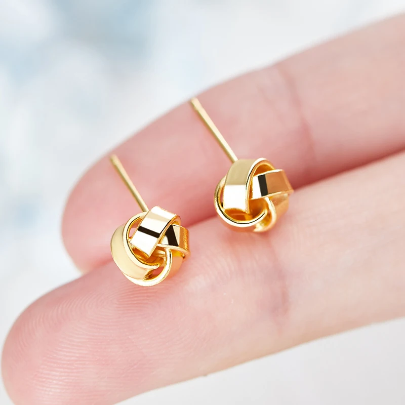 Wholesale fashion jewelry earrings luxury women copper material simple spiral gold stud earrings