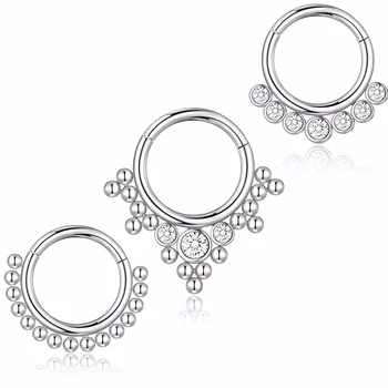 316L Surgical Steel Segment Nose Rings Hoop CZ Septum Clicker Ear Helix Tragus Daith Cartilage Hoop Piercings Body Jewelry Rose