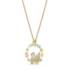 Diamond Necklace Rainbow Color Diamond Circle Swan Bright Sparkle Necklace Jewelry