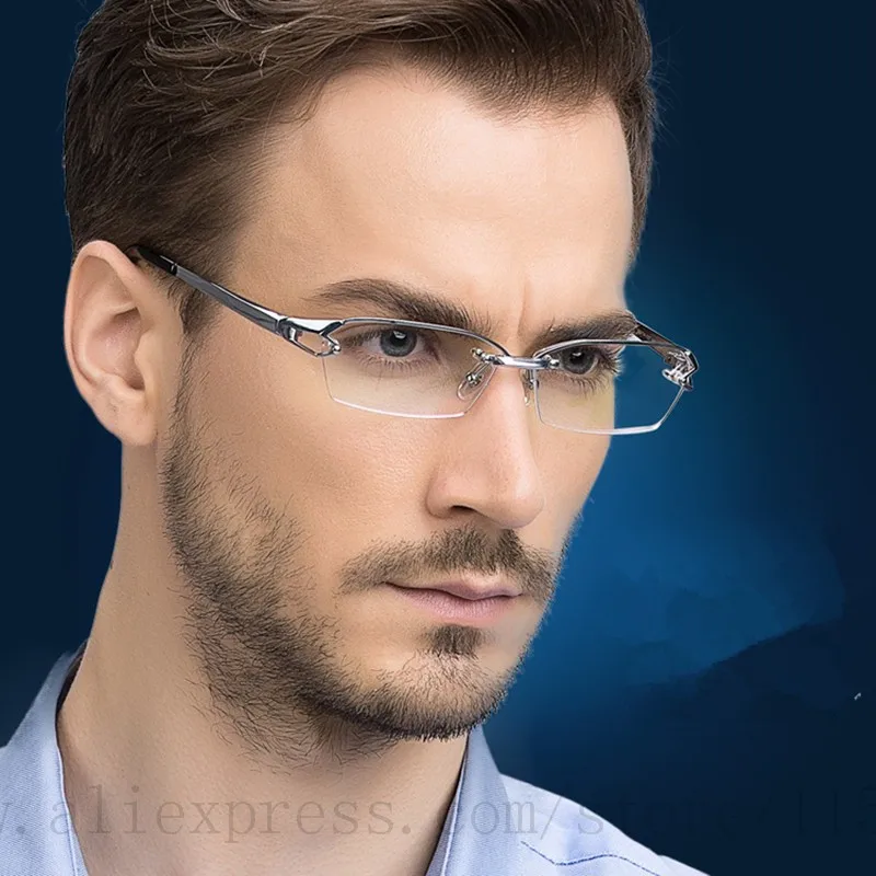 2022 Fashion Pure Titanium rimless eyeglasses frame Brand designer Men Glasses suit reading glasses optical prescpriton lenses