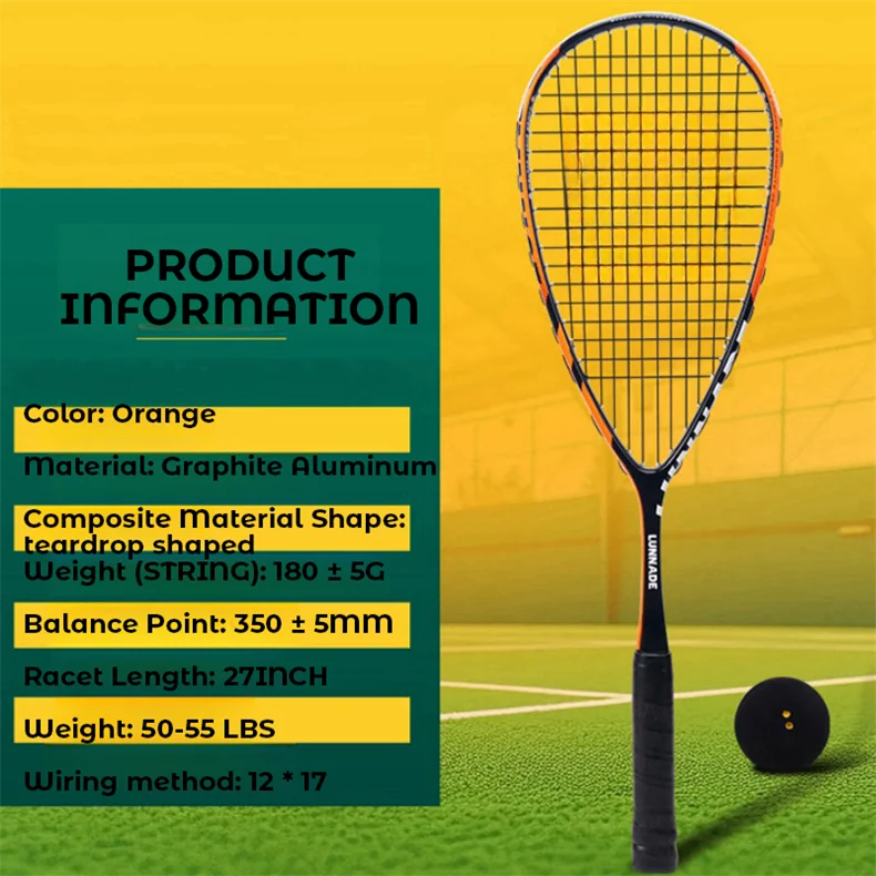 Professional Carbon Fiber Squash Racket With Nylon Net for Adults for Competition and Training details