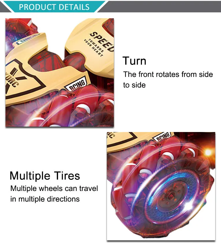 2.4Ghz Double Sided Rotating RC Stunt Car Toys Vehicle Remote Control Gesture Sensor Cars With Spray and Light