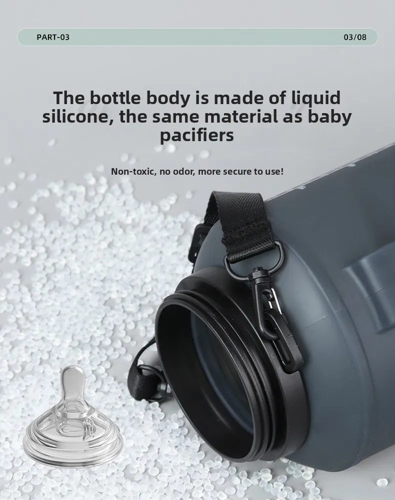 Custom 2L Silicone Sports Water Bottle Portable Foldable Large Capacity Outdoor Camping with Direct Drinking Handle for Tours manufacture