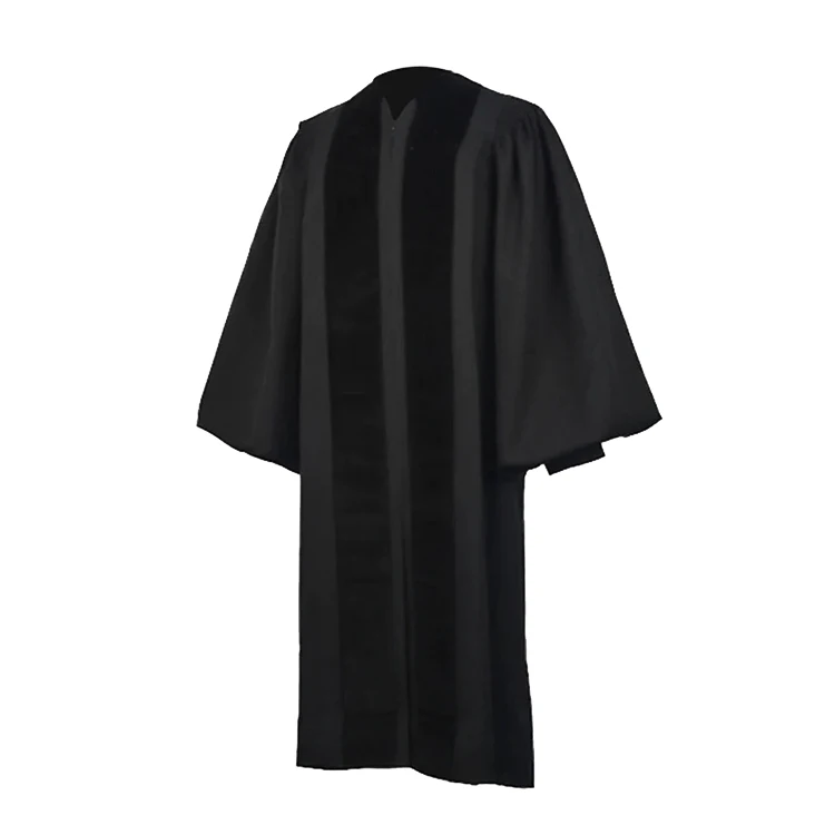 Factory Black Matte John Wesley Clergy Robes With Velvet Panels factory