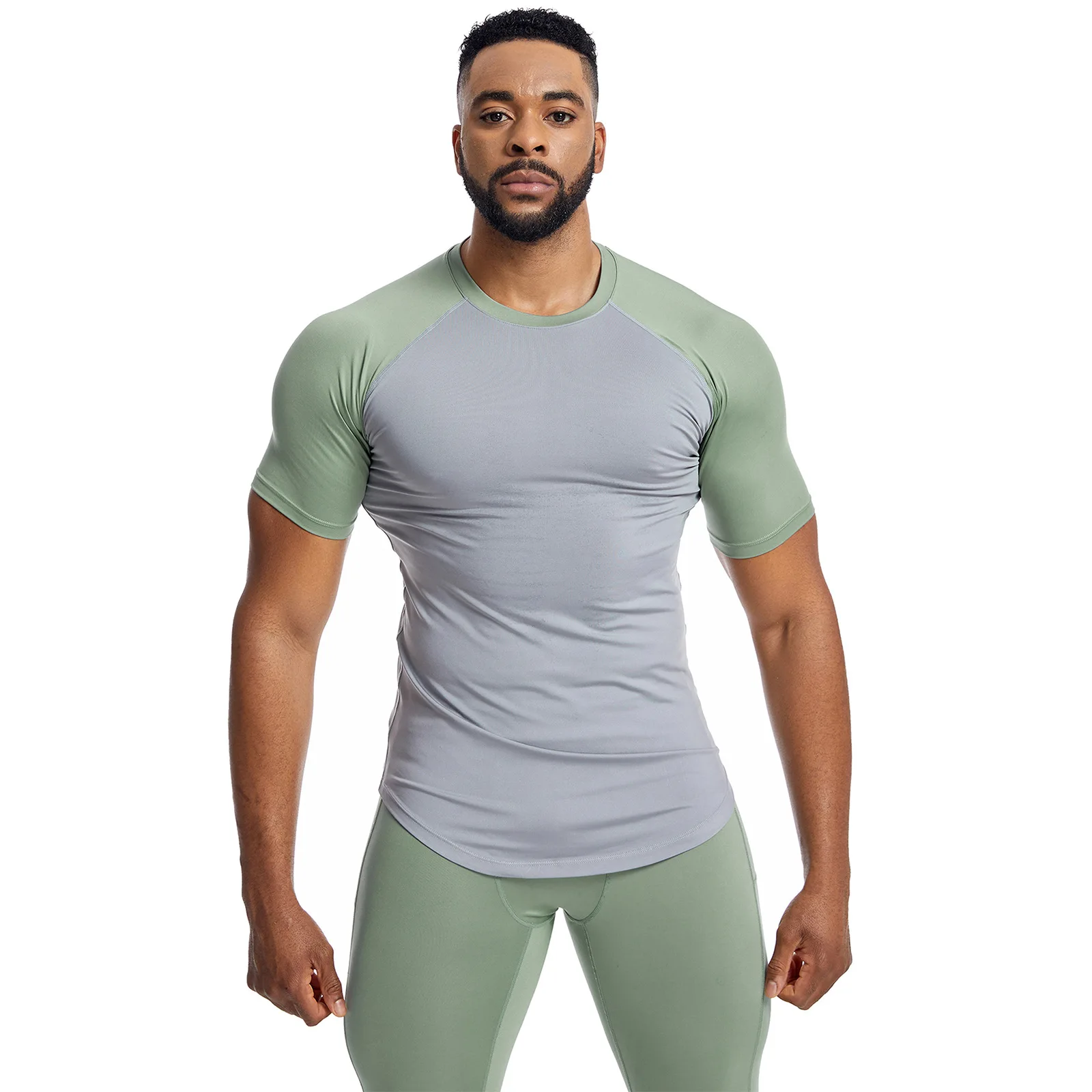 High Elastic Casual Breathable Men's T-shirts Quick Dry Sports Gym Fitness Bodysuit Sweat Basketball Running Training Yoga Wear