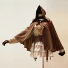 Mr.Yi' S Steamland Steampunk Suede Studded Hood Jacket Short Cape Top