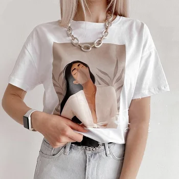 2022 T Shirt Women New Summer Graphic Print T Shirts 100% Cotton Vintage Clothes Oversized Casual Pullover