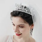 Bridal High Quality Elegant Bridal Wedding Headdress With Pearl And Diamond 14*6cm Crown