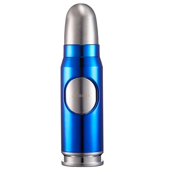 JOBON Wholesale Customer Logo Jet Blue Flame Butane Gas bullet Torch Lighter Cool Novel Lighter For Cigar Cigarette