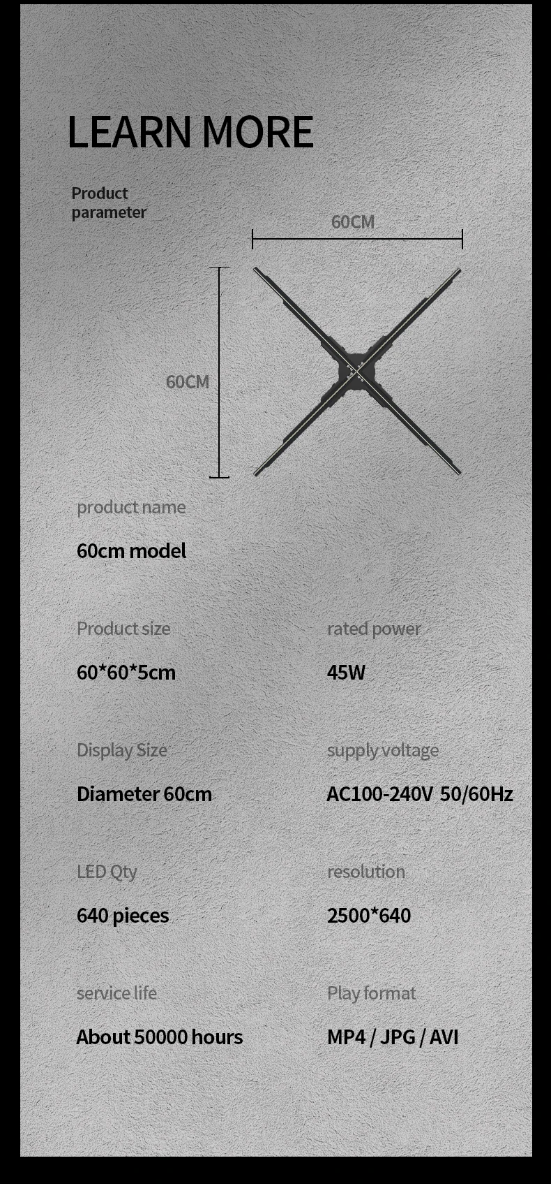 Mobile App Control 60cm Holographic Fan 3d Hologram Projector HD Good Advertising Animation Wall 3D Hologram Fan - Image 14