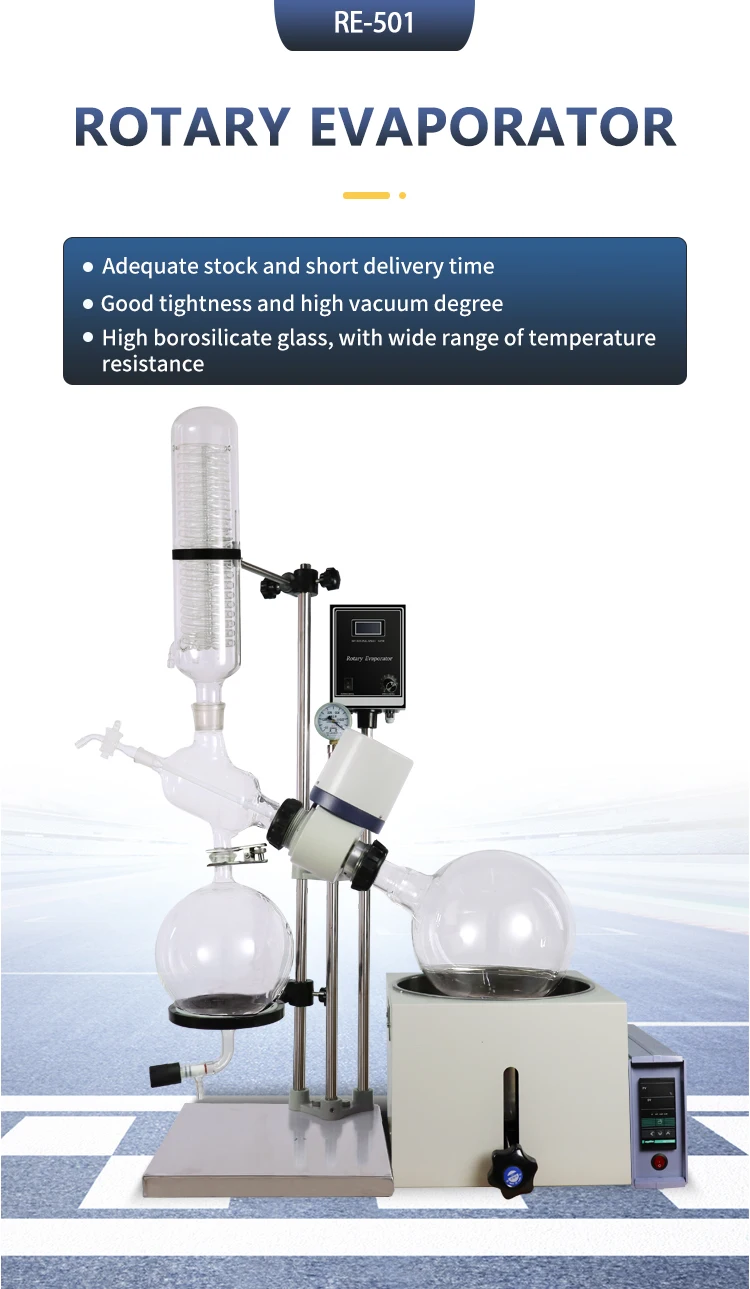 ZZKD 5L Lab Rotary Evaporator with Hand Lift 0-120rpm,0-180 Celsius