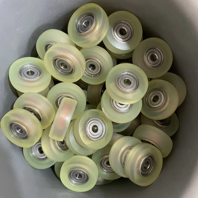 product custom cable window pulleys bearing wheel rubber coated polyurethane with cutting processing service-8