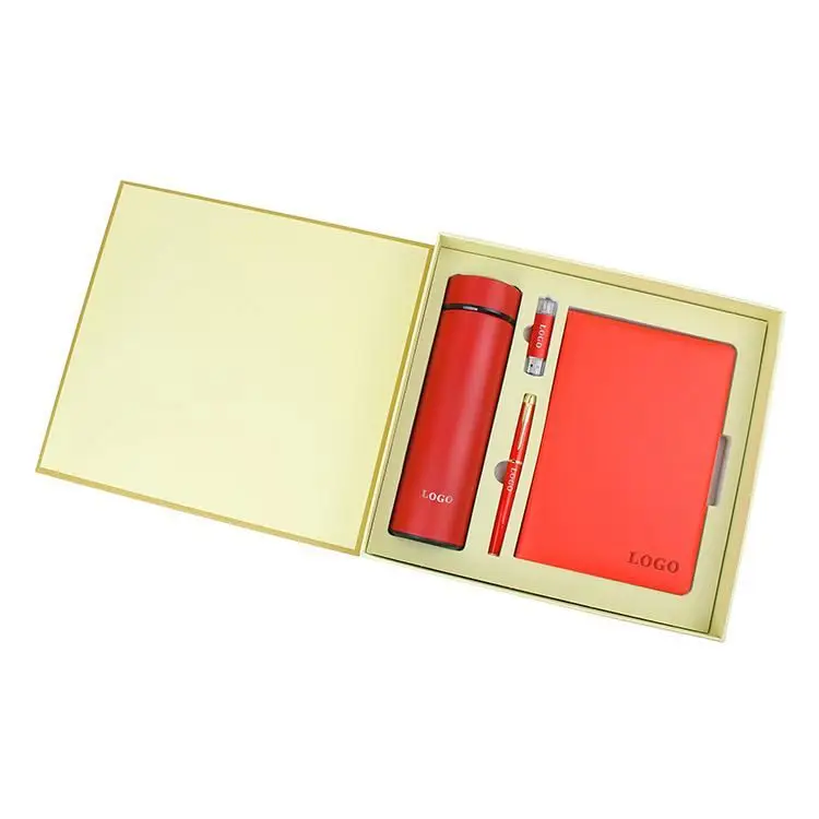 promotional business gift set vacuum cup notebook usb ball pen