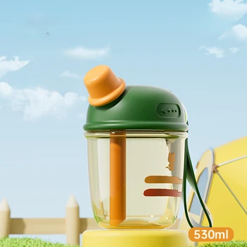 New Design Novelty Tritan 600ml BPA-Free Leak-Proof Water Bottle with Straw and Tea Infuser for Office Use