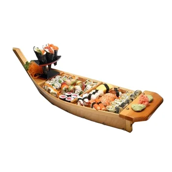 NEWELL Hot-sale Restaurant Wooden Boat Serving Tray Shaped Custom Size Decoration Natural Sushi Boat For Sale