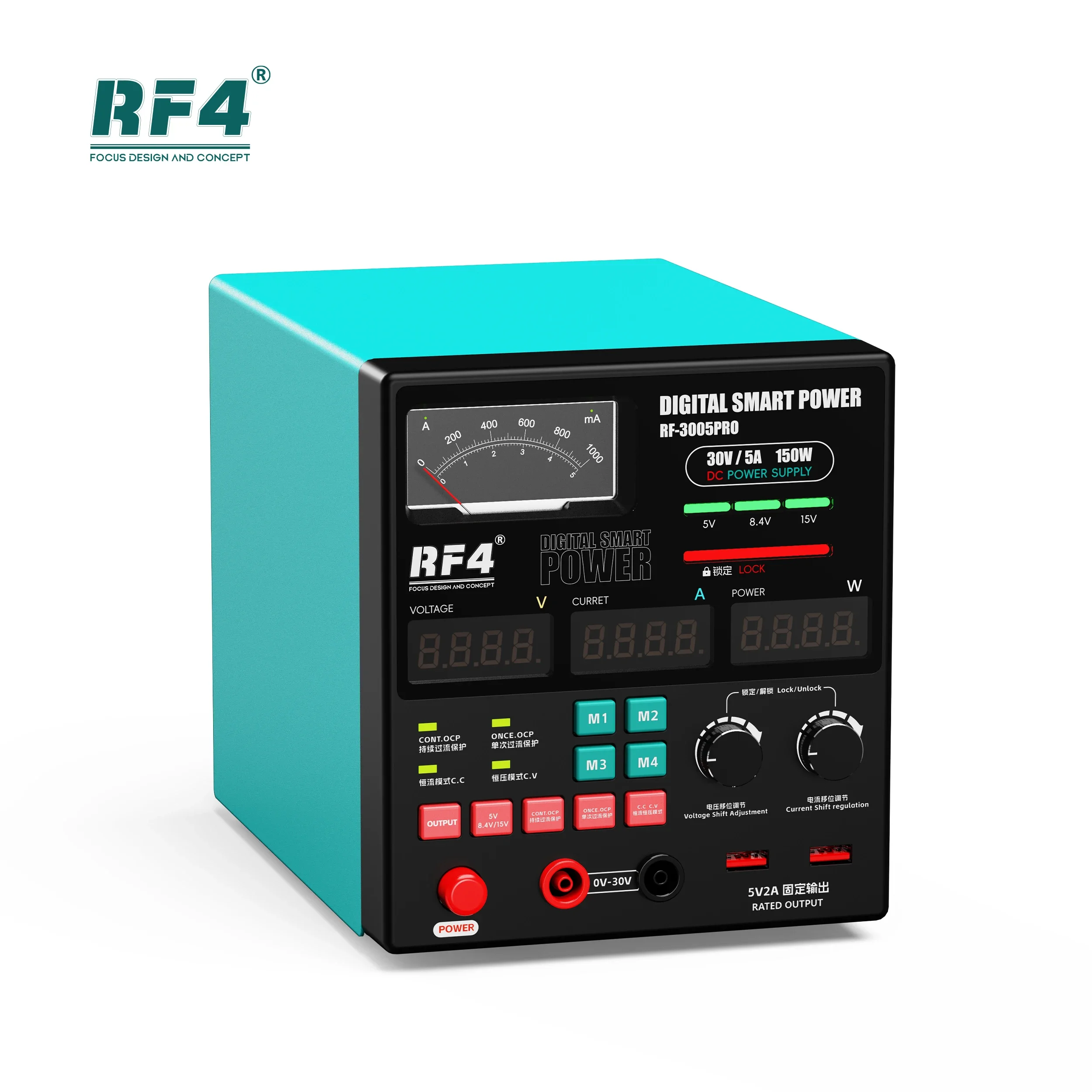 RF4 RF-3005D/RF-3005PRO 150W 30V 5A DC Regulated Digital Smart Multifunctional Power Supply Regulator Phone Sensing Automatic