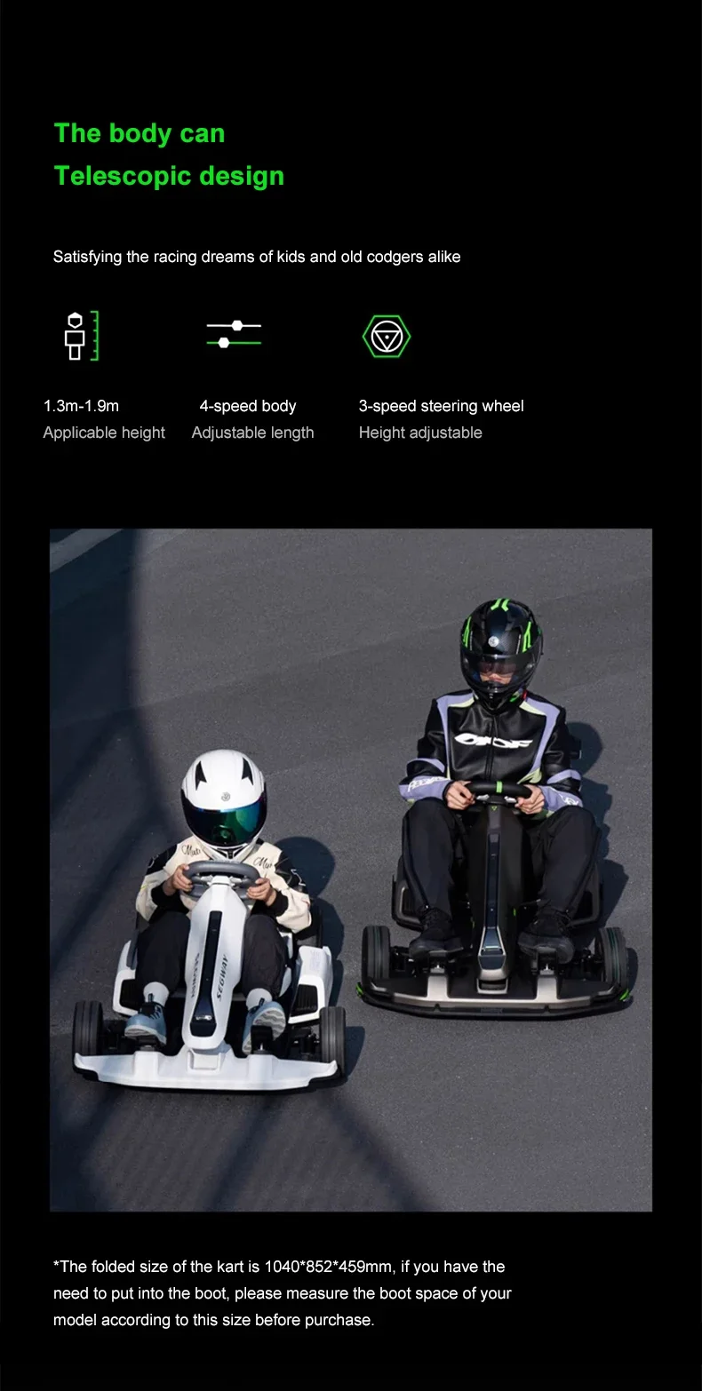 2024 Nine Bot Original Go Kart Pro 2 Gokarts 432Wh Battery Top Speed 43km/h Wholesale Electric Go Kart